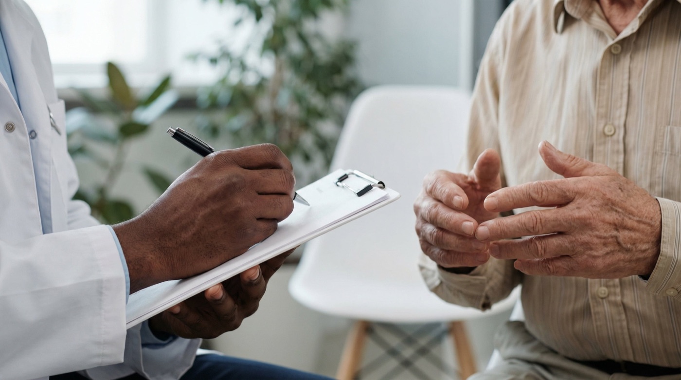 Doctor consulting with an older patient