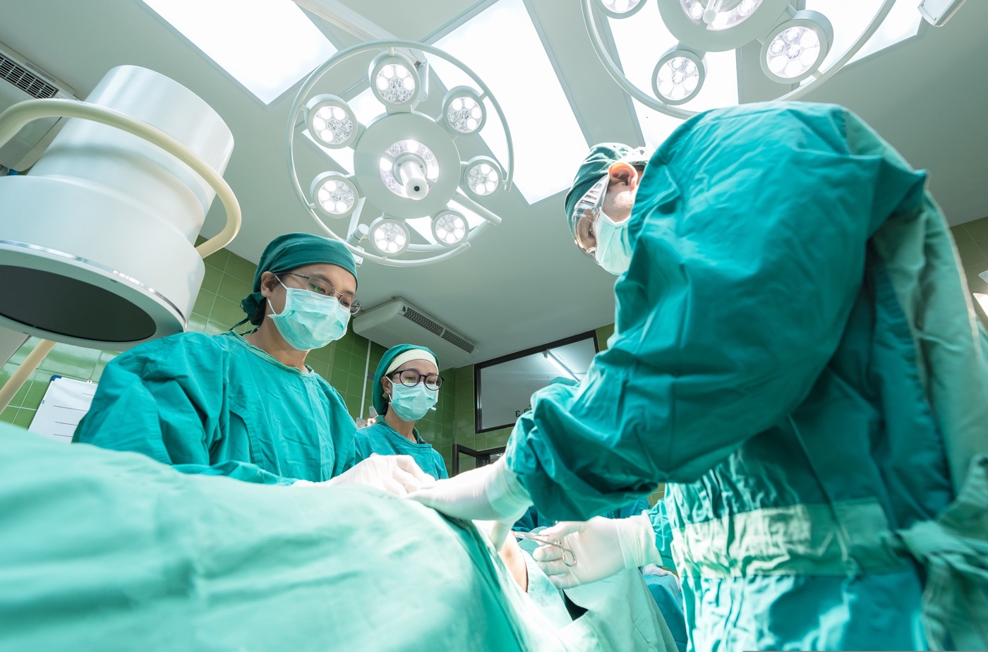 Medical professionals performing a surgical procedure